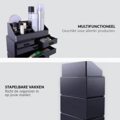 Confibel XXL Acryl Make-up Cosmetica Organizer - Verstelbare Lades - Sieraden/Make-up/Cosmetica Organizer - 11 Compartimenten - Zwart -Cosmeticawinkel 1200x1200 1231