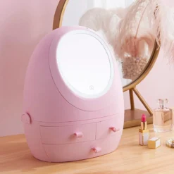 Make Up Organizer Met Make Up Spiegel En Led Verlichting | Usb Opladen Make-Up Tool Organizer Cosmetische Opbergdoos Draagbare Lade Led Spiegel Make-Up Tool Kits Opbergrek Maquillage | Make Up Spiegel Met Verlichting | Make Up Organizer Lades - Roze -Cosmeticawinkel 1200x1200 1247