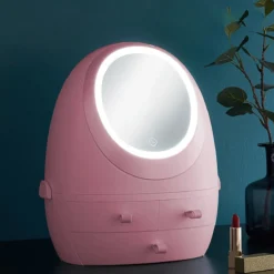 Make Up Organizer Met Make Up Spiegel En Led Verlichting | Usb Opladen Make-Up Tool Organizer Cosmetische Opbergdoos Draagbare Lade Led Spiegel Make-Up Tool Kits Opbergrek Maquillage | Make Up Spiegel Met Verlichting | Make Up Organizer Lades - Roze -Cosmeticawinkel 1200x1200 1248