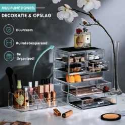 Merkloos XL Make-Up Organizer - 22 Opbergvakken - Tweedelig - Acryl 8 Merkloos XL Make-Up Organizer - 22 Opbergvakken - Tweedelig - Acryl -Cosmeticawinkel 1200x1200 1270