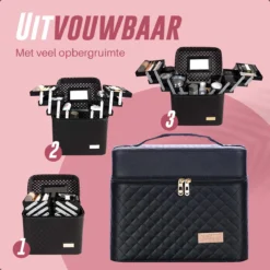 Make Up Koffer En Organizer - Beautycase Met Spiegel - Dames - Cosmetica En Visagie - Zwart 13 Make Up Koffer En Organizer - Beautycase Met Spiegel - Dames - Cosmetica En Visagie - Zwart -Cosmeticawinkel 1200x1200 1302