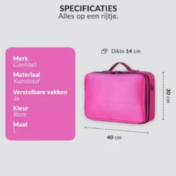 Cosmetica Koffer - Make-up Koffer Met Verstelbare Vakken - Visagie En Nagelstyliste Beauty Koffer - 40x30x14CM - Roze -Cosmeticawinkel 1200x1200 1330