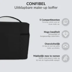 Confibel Make Up Koffer - Uitklapbaar - 5 Opbergbakken - Met Spiegel - Zwart -Cosmeticawinkel 1200x1200 1340