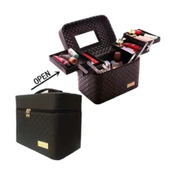 Confibel Make Up Koffer - Uitklapbaar - 5 Opbergbakken - Met Spiegel - Zwart -Cosmeticawinkel 1200x1200 1342