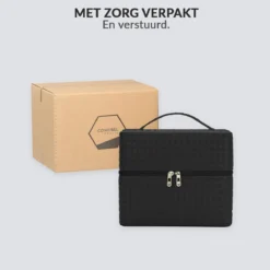 Confibel Make Up Koffer - Uitklapbaar - 5 Opbergbakken - Met Spiegel - Zwart -Cosmeticawinkel 1200x1200 1347