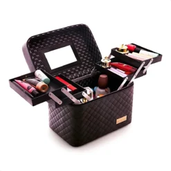 Confibel Make Up Koffer - Uitklapbaar - 5 Opbergbakken - Met Spiegel - Zwart -Cosmeticawinkel 1200x1200 1348