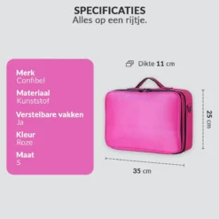 Cosmetica Koffer - Make-up Koffer Met Verstelbare Vakken - Visagie En Nagelstyliste Beauty Koffer - 35x25x11CM - Roze -Cosmeticawinkel 1200x1200 1356