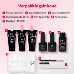 Miss Jules® Luxe Complete Polygel Kit - Polygel Nagels Starterspakket - 3 X 30 ML - Perfecte Combinatie Gellak & Acryl - Inclusief Instructievideo (NL) -Cosmeticawinkel 1200x1200 946