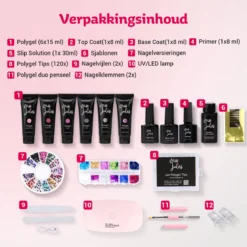 Miss Jules® Luxe Complete Polygel Kit - Polygel Nagels Starterspakket - 6 Kleuren - Perfecte Combinatie Gellak & Acryl - Incl. UV LED Lamp & Instructievideo (NL) -Cosmeticawinkel 1200x1200 985