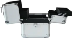 Veronica NAIL-PRODUCTS - Aluminium Koffer - Zilver - 3 Vaks - Draagriem En Afsluitbaar - Beautycase Voor Nagel, Pedicure, Manicure, Visagie, Make-up, Kapper Spullen. -Cosmeticawinkel 1200x647 2