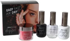 Dip Poeder Starter Kit - NailPerfect - Dippn Kit (Dippn' Sticky Base 15ml, Dippn' Activator 15ml, Dippn' Fast Dry Top Coat 15ml, Dippn' 004 Cover = Zacht Roze 25 Gram) -Cosmeticawinkel 1200x709