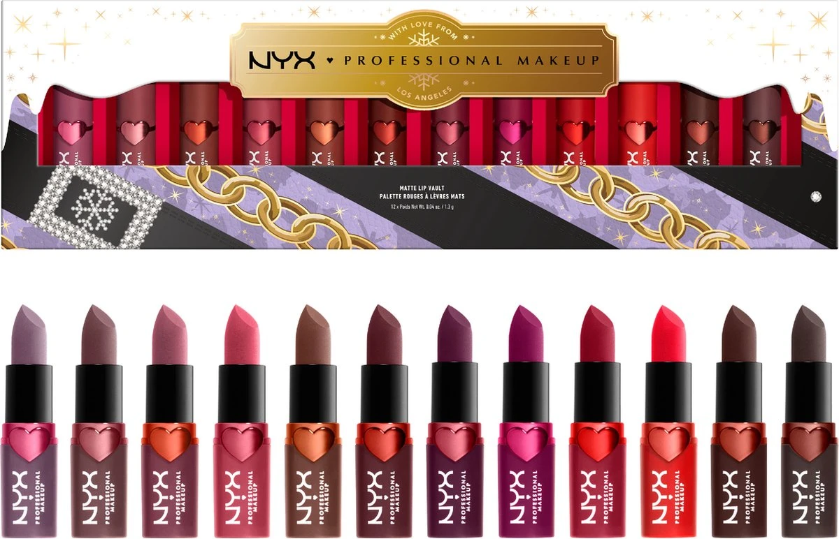 NYX Professional Makeup - Holidays 2022 Mrs Claus - Lipstick Vault - 14 Matte Lipsticks 1 NYX Professional Makeup - Holidays 2022 Mrs Claus - Lipstick Vault - 14 Matte Lipsticks