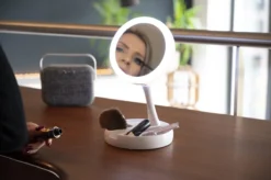 Grundig Opmaakspiegel - LED-verlichting - Opbergruimte Sieraden - Gewone En Vergrotende Spiegel - Wit