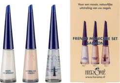 Herome French Manicure Set Salmon - Complete Set In 3 Stappen Een French Manicure - Met Een Salmon Kleurlak, Een Witte Nagellak Voor De Nagelranden En Een Top Coat - 3x10ml.
