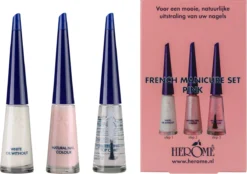 Herome French Manicure Set Pink - Complete Set In 3 Stappen Een French Manicure - Met Een Pink Kleurlak, Een Witte Nagellak Voor De Nagelranden En Een Top Coat - 3x10ml.