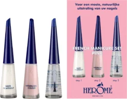 Herome French Manicure Set Pink - Complete Set In 3 Stappen Een French Manicure - Met Een Pink Kleurlak, Een Witte Nagellak Voor De Nagelranden En Een Top Coat - 3x10ml. -Cosmeticawinkel 1200x938