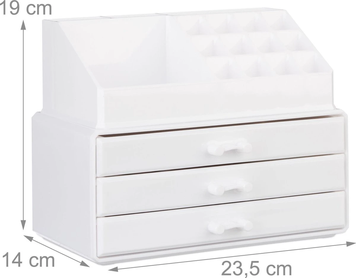 Relaxdays Make-up Organizer Klein - Stapelbaar - Sieradendoosje - Cosmetica - Opbergbox - Wit 9 Relaxdays Make-up Organizer Klein - Stapelbaar - Sieradendoosje - Cosmetica - Opbergbox - Wit - Afbeelding 9