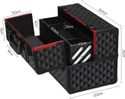 Make-upkoffer, Kapperskoffer, Cosmeticakoffer, Lege Nagelkoffer, Multikoffer, Afsluitbaar Voor Nageldesign/massageolie/fotoapparatuur, 34,7 X 22,2 X 25 Cm , Volledig Zwart HM-YAHEE-411233 -Cosmeticawinkel 1200x946 1