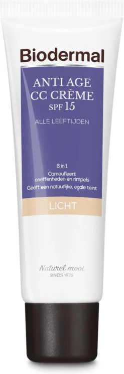 Biodermal Anti Age CC - Camouflerende Crème Met SPF15 - Lichte Huid - 50ml