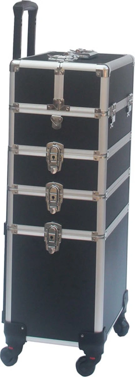 VDD Aluminium Visagie Kappers Koffer Trolley - Make-up Schmink Nagel Koffer Trolley - Zwart 2 VDD Aluminium Visagie Kappers Koffer Trolley - Make-up Schmink Nagel Koffer Trolley - Zwart - Afbeelding 2