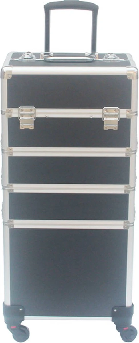 VDD Aluminium Visagie Kappers Koffer Trolley - Make-up Schmink Nagel Koffer Trolley - Zwart 1 VDD Aluminium Visagie Kappers Koffer Trolley - Make-up Schmink Nagel Koffer Trolley - Zwart