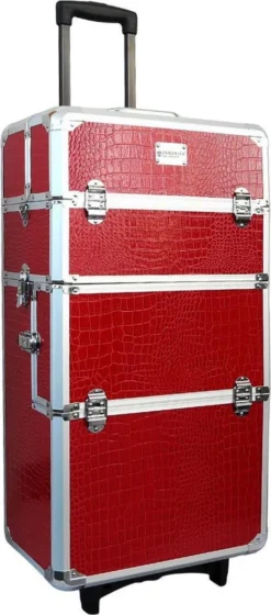 Veronica NAIL-PRODUCTS Aluminium Nagel Trolley 3 In 1 CROCO ROOD, Pedicure, Manicure. Ook Als Sinterklaas Trolley, Trolly, Koffer! -Cosmeticawinkel 529x1200 1