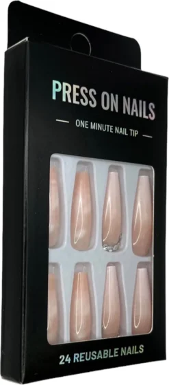 Merkloos Press On Nails - Nep Nagels - Roze - Coffin - Manicure - Plak Nagels - Kunstnagels Nailart - Zelfklevend -Cosmeticawinkel 529x1200