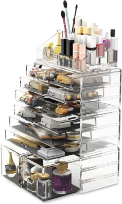 Make-up Cosmetische Organizer Opbergladen Display Dozen Case Met Laden (12D, Transparant)
