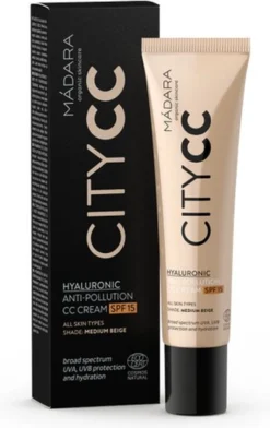MÁDARA Anti-Pollution CC Cream SPF15 Medium Beige 40ml - Hyaluronzuur -UVA/UVB -Cosmeticawinkel 757x1200