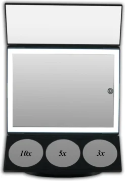 Grote Drieluik LED Make-up Spiegel Touch Knop En Dimmer 1, 3, 5 En 10 Maal Vergroting Inclusief Usb Kabel, Spiegels -Cosmeticawinkel 829x1200 3