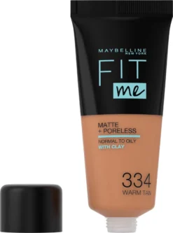 Maybelline Fit Me Matte & Poreless Foundation - 334 Warm Tan -Cosmeticawinkel 891x1200