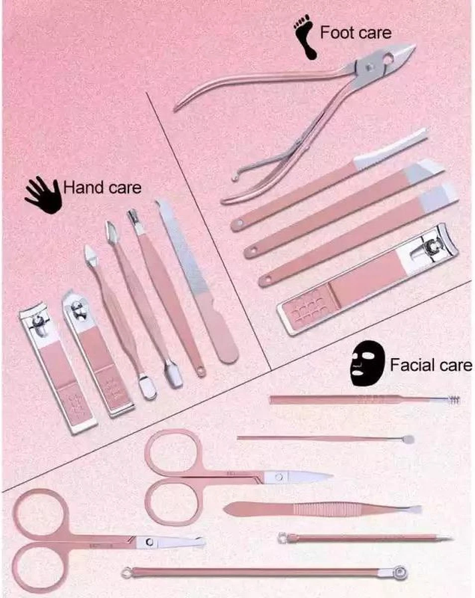 Luxe 18-delige Manicure Set - Manicure Pedicure Set- Nagelverzorging- Met Opbergetui 9 Luxe 18-delige Manicure Set - Manicure Pedicure Set- Nagelverzorging- Met Opbergetui - Afbeelding 9