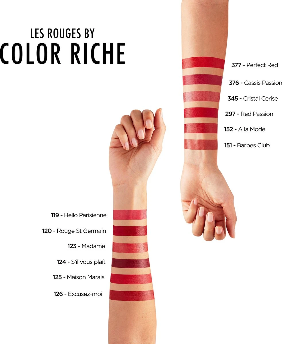 L’Oréal Paris Lippenstift Color Riche Satin - 125 Maison Marais Rood 9 L’Oréal Paris Lippenstift Color Riche Satin - 125 Maison Marais Rood - Afbeelding 9