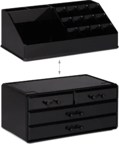 A&K 2in1 Make-up Organizer - 4 Lades Cosmetica Opbergdoos - Kaptafel - Zwart -Cosmeticawinkel 997x1200 4